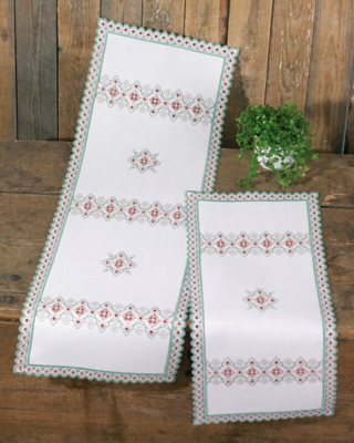 Kit Ricamo Hardanger rosa/verde 33 x 99 cm