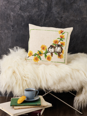 Kit da Ricamo Ranuncolo & Passeri 40 x 40 cm