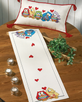 Kit da Ricamo Gufi in Fila 60 x 35 cm