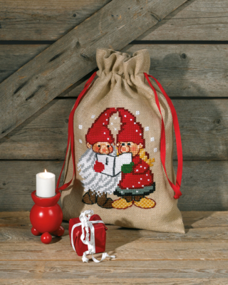 Kit di Ricamo Sacco di Natale con Elfi Cantanti 39 x 55 cm