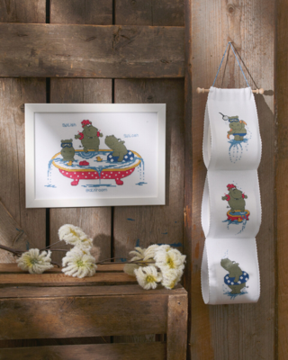 Kit Ricamo Ippopotamo in Piscina 29 x 20 cm