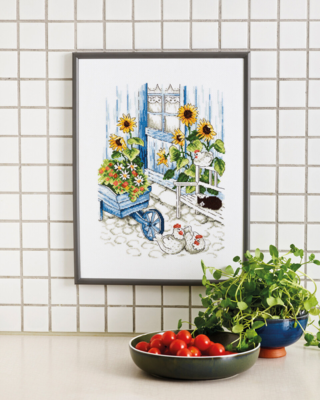 Kit da Ricamo Galline nel Cortile R 5701 30 x 40 cm