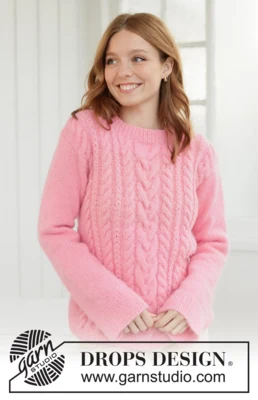 267-13 Pink Marshmallow Sweater by DROPS Design