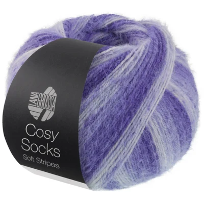 Lana Grossa Cosy Socks Soft Stripes 101 Blu violetto/violetto blu/violetto chiaro/bianco