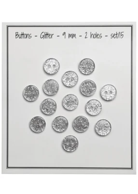 Go Handmade Bottoni Glitterati 9 mm Argento