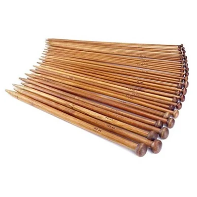 18 diverse misure RETTI Set di 36 ferri da maglia a punta singola in bambù 