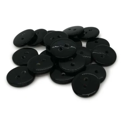 Bottoni rotondi in plastica HobbyArts neri, 12,5 mm, 20 pezzi