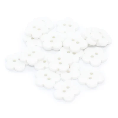 Bottoni in plastica HobbyArts Fiore bianco, 15 mm, 20 pezzi
