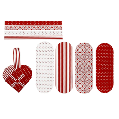 Cuori di Natale intrecciati Bianco/rosso, fantasia