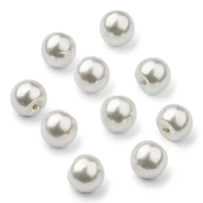 HobbyArts Bottoni perle, Bianchi, 18 mm, 10 pezzi