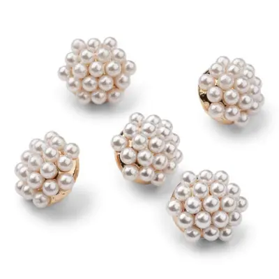 HobbyArts Bottoni di perle, Bianco/Oro, 13*15 mm, 5 pezzi