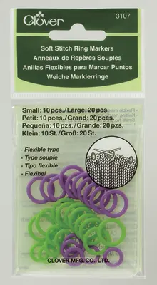 Anelli di marcatura a trifoglio, morbidi (verde/viola)