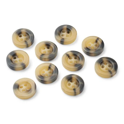Pulsanti in plastica beige/neri LindeHobby, 14 mm, 10 pezzi