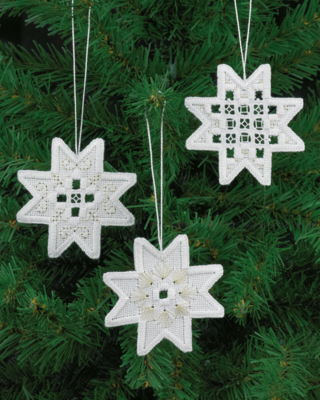 Kit per ricamo Hardanger stelle x3 7,5x7,5 cm
