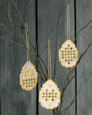 Kit per Ricamo Uova di Pasqua Hardanger 3 pezzi 6 x 8,5 cm