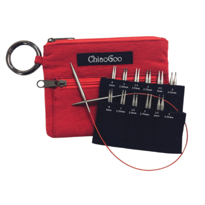 ChiaoGoo Set Ferri Circolari Intercambiabili TWIST Red Shorties, Mini, 5 cm/8 cm