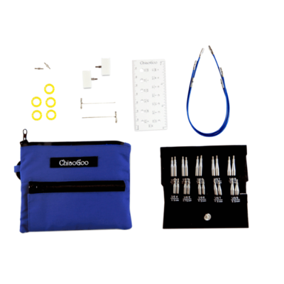 ChiaoGoo Set Ferri Circolari Intercambiabili Twist Blue Shorties, Small, 5 cm/8 cm