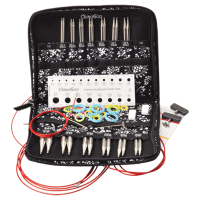 ChiaoGoo Set Ferri Circolari Intercambiabili Twist Red Lace, Complete, 10 cm