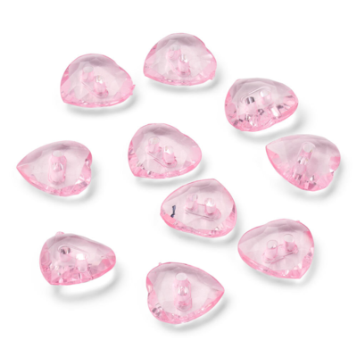 LindeHobby Bottoni Cristallo, Cuore, Rosa, 12 mm, 10 pcs