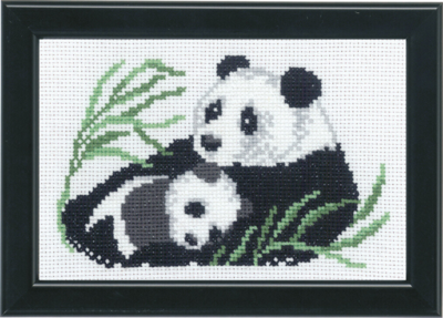 Kit da Ricamo Panda con Cucciolo 14 x 9 cm