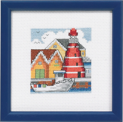 Kit da ricamo Faro rosso porto 12 x 12 cm