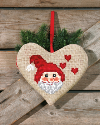 Kit Ricamo Babbo Natale cuore 28 x 24 cm
