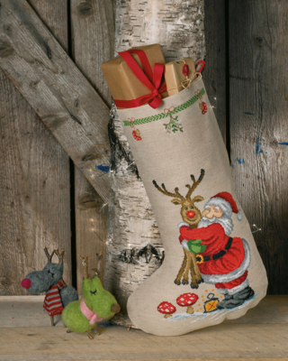 Kit Ricamo Babbo Natale & Rudolph 28 x 44 cm