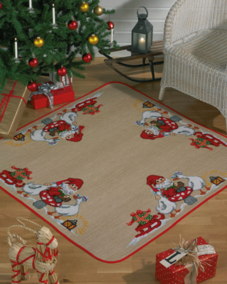 Kit Ricamo Babbo Natale con oche 126 x 126 cm
