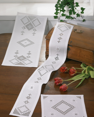 Kit da ricamo Hardanger bianco 29 x 81 cm
