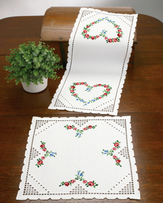Kit per ricamo Hardanger cuore 29 x 69 cm