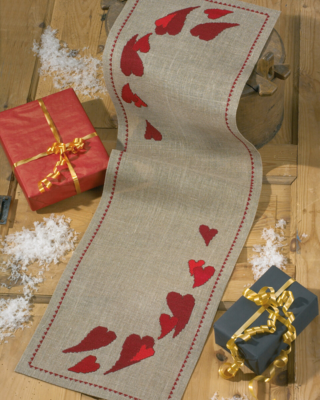 Kit per Ricamo Cuori per Natale 33 x 115 cm