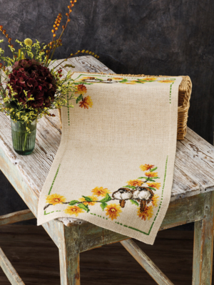 Kit da Ricamo Ranuncolo & Passero 36 x 86 cm