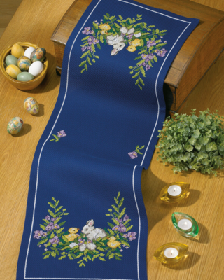Kit per ricamo Runner pasquale con lepre 35 x 108 cm