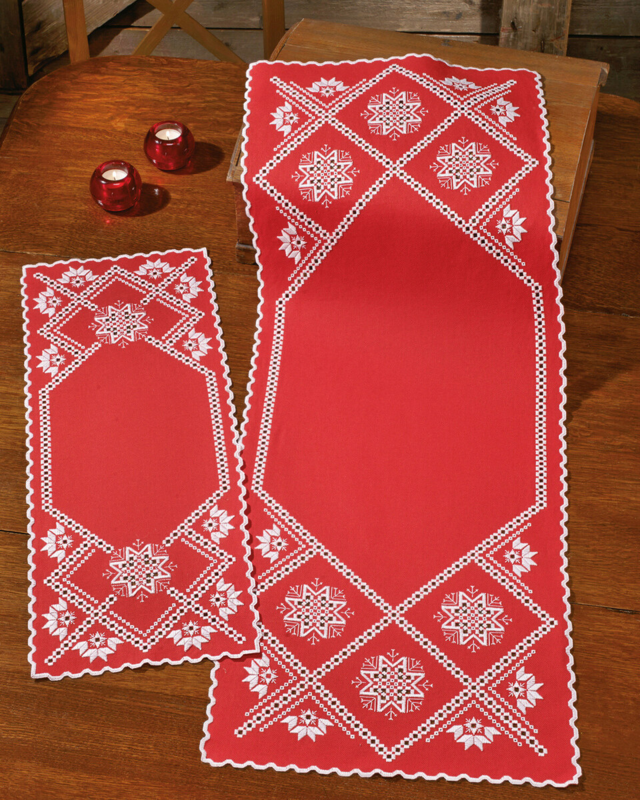 Kit Ricamo Hardanger fiocco di neve 40 x 105 cm