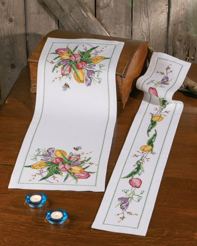 Kit di Ricamo Fiori Primaverili 35 x 95 cm