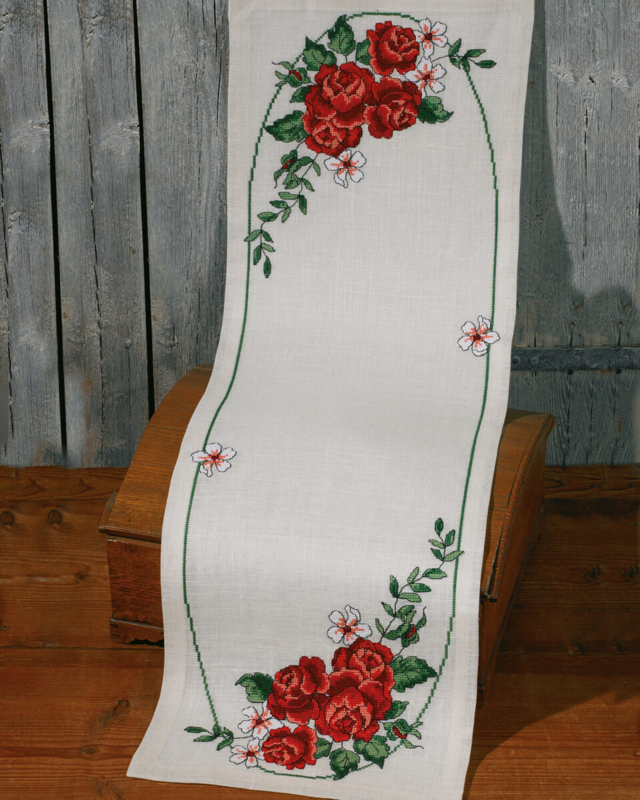 Kit da Ricamo Rose Rosse 35 x 111 cm