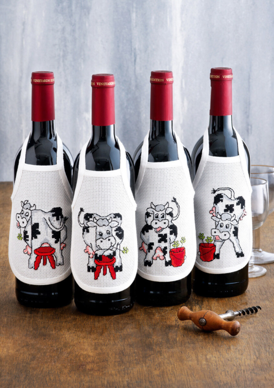 Kit di ricamo Mucca, sgabello e secchio 10 x 15 cm