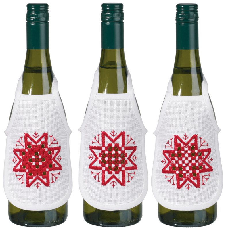 Kit da ricamo Hardanger stella rossa 3 pz 10 x 15 cm