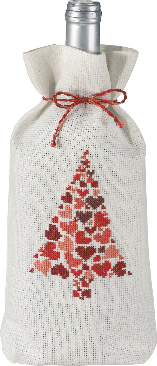 Kit di Ricamo Albero di Natale con Cuori 16 x 28 cm