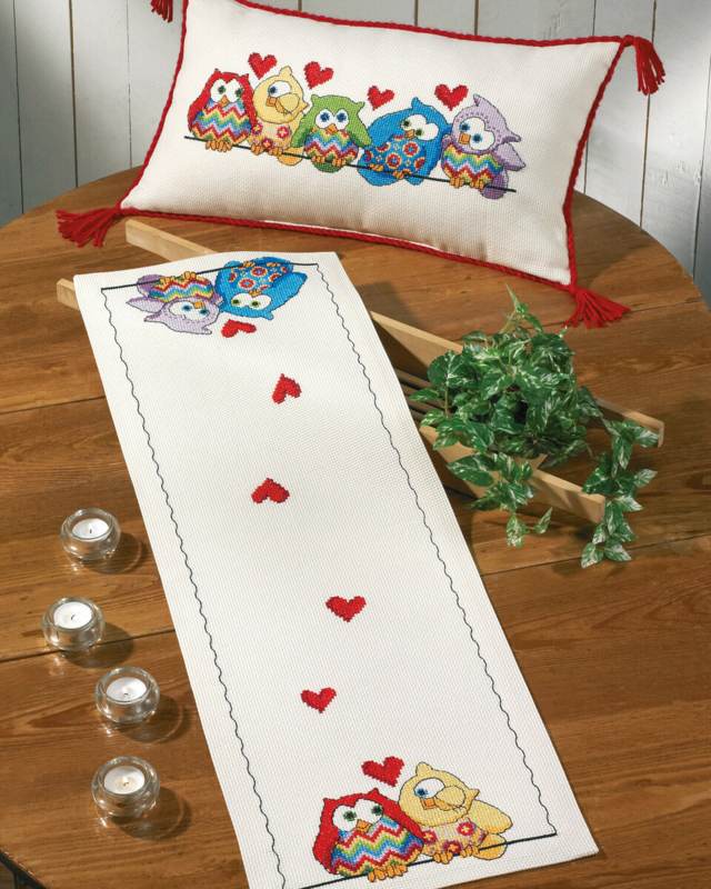 Kit da Ricamo Gufi in Fila 60 x 35 cm