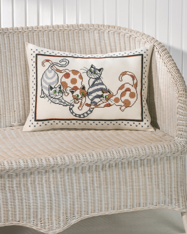Kit per ricamo Cuscino con Gatti 58 x 40 cm