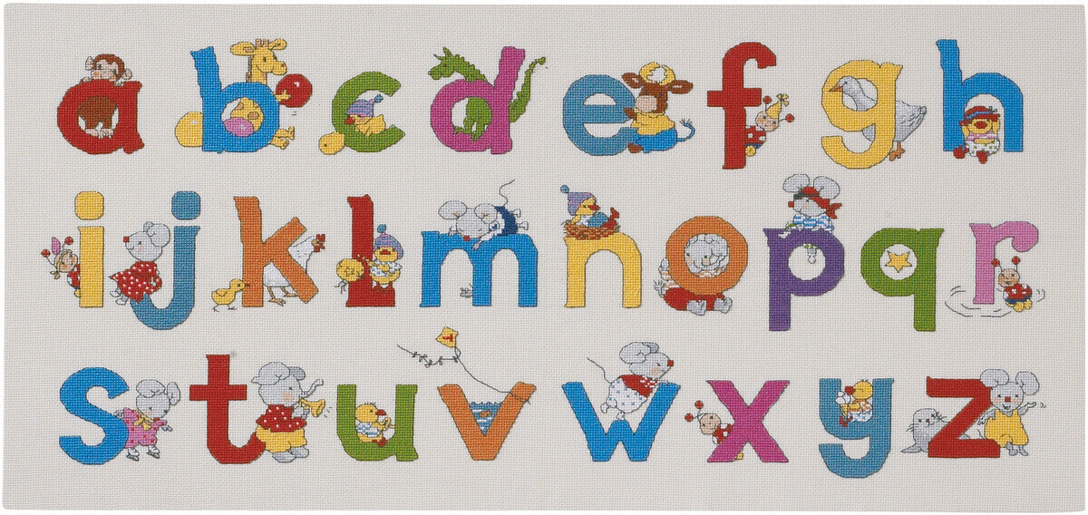 Kit da ricamo Happy Friends ABC R5391 30 x 65 cm