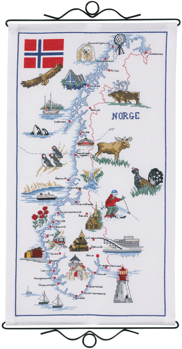 Kit da ricamo Mappa della Norvegia 32 x 57 cm B5123/32