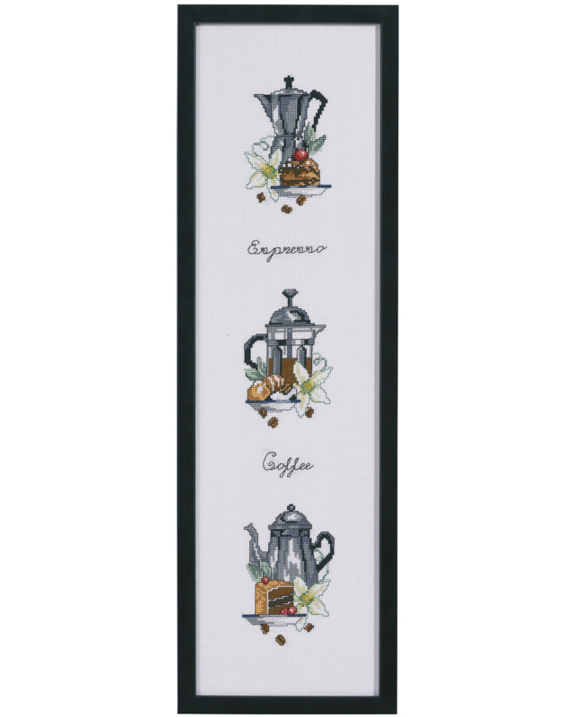 Kit da Ricamo Tre Caffettiere 15 x 55 cm