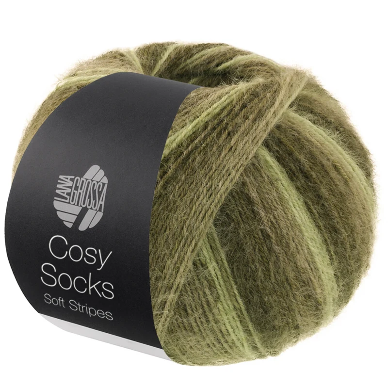 Lana Grossa Cosy Socks Soft Stripes 107 Verde chiaro/verde reseda/verde grigio/verde muschio