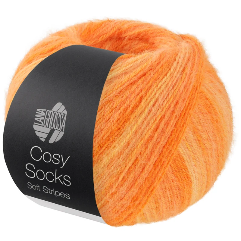 Lana Grossa Cosy Socks Soft Stripes 112 Arancio pallido/mandarino/arancione