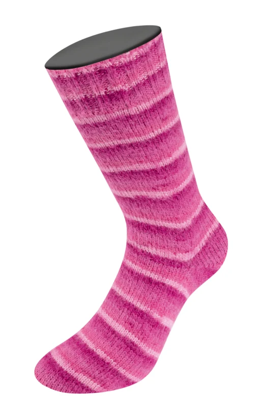 Lana Grossa Cosy Socks Soft Stripes 108 Rosa/rosa antico/salmone/rosa erica