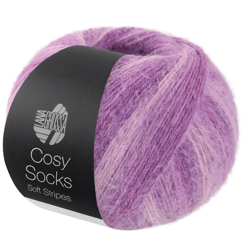 Lana Grossa Cosy Socks Soft Stripes 114 Lilla pallido/lilla/viola