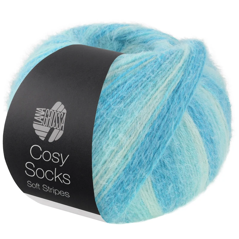Lana Grossa Cosy Socks Soft Stripes 115 Menta/turchese chiaro/turchese