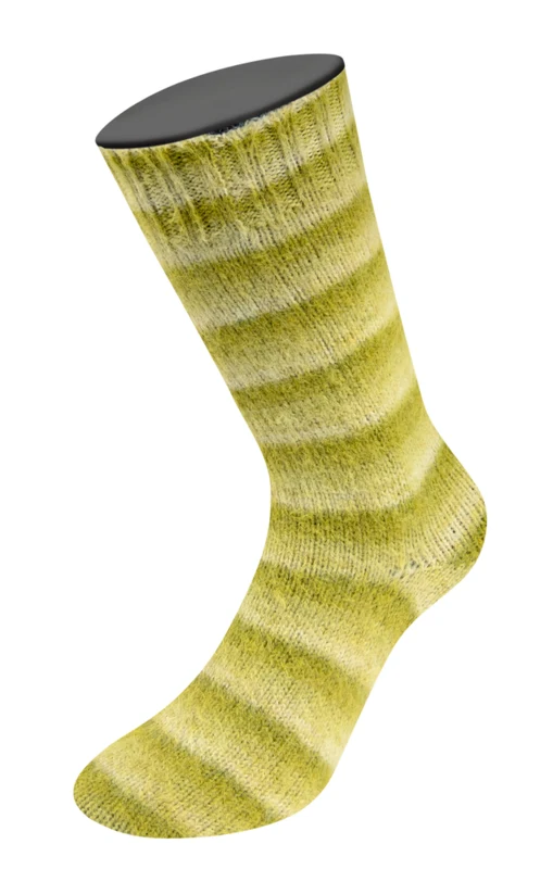 Lana Grossa Cosy Socks Soft Stripes 116 Lime/pistacchio/oliva chiaro